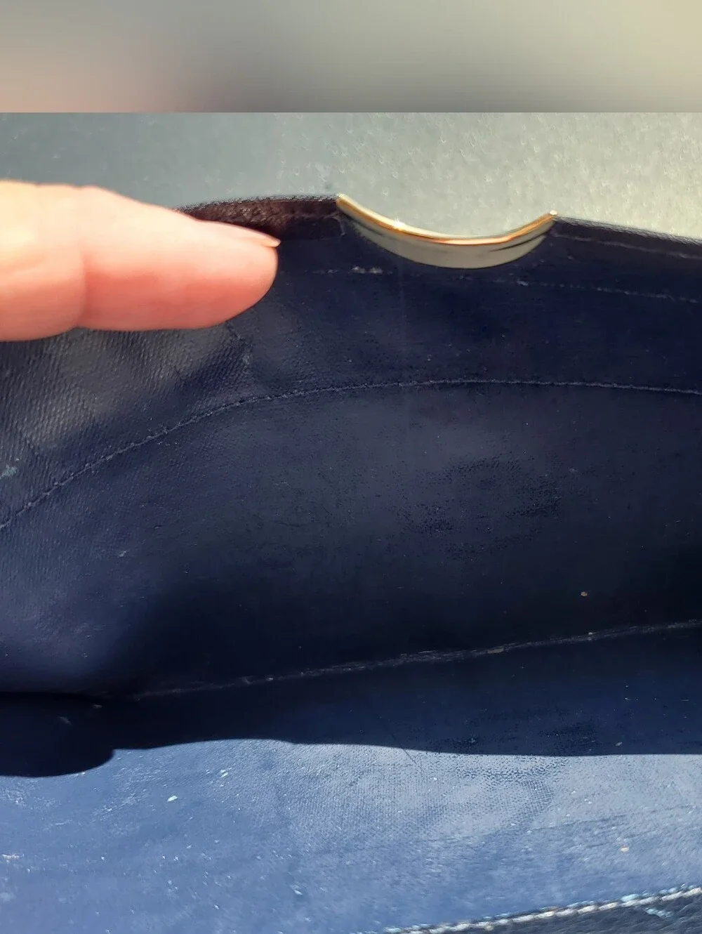 Dior Navy Blue Leather Clutch with Gold Logo